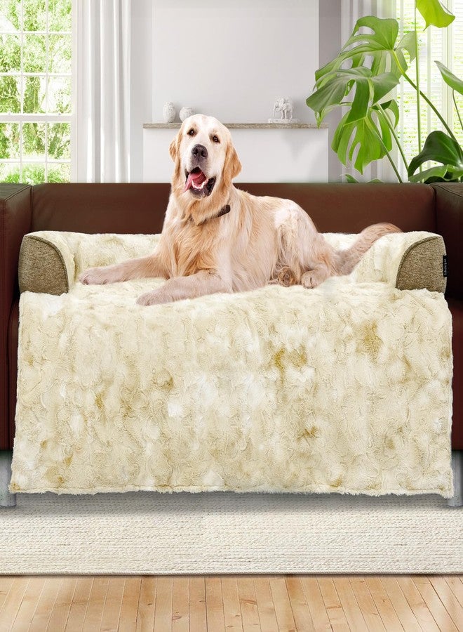 blunique Calming Extra Large Dog Couch Bed, 45 x 37 inch Waterproof Removable Pet Mat Couch Cover for Furniture Protector, Non-Slip Fluffy Pelsbarn Dog Bed for Couch, Sofa, Car - Tie-Dye Khaki - Image 1